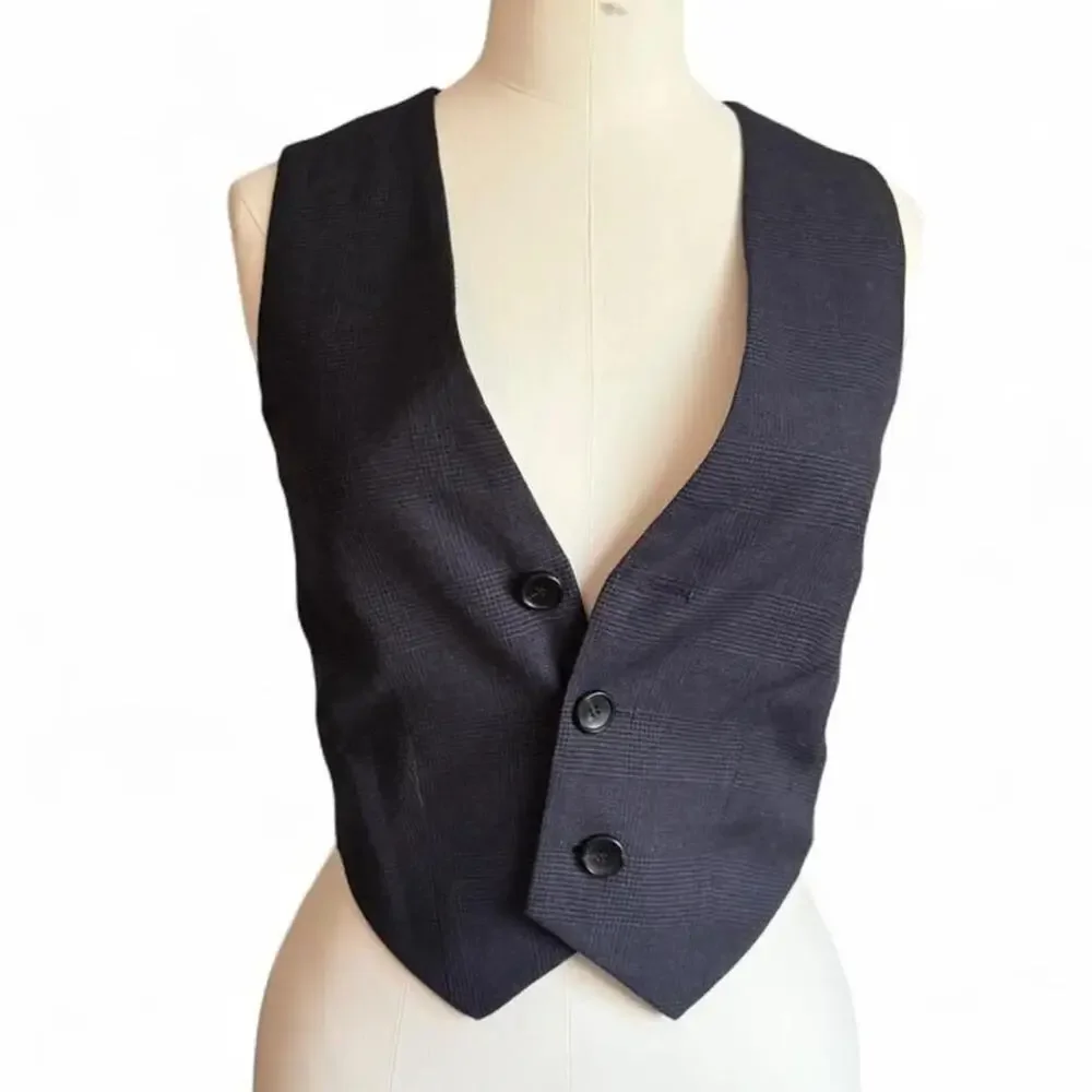 A.L.C. Maxwell Plaid Cropped Vest NWT wool/cotton(Sz 00) 397